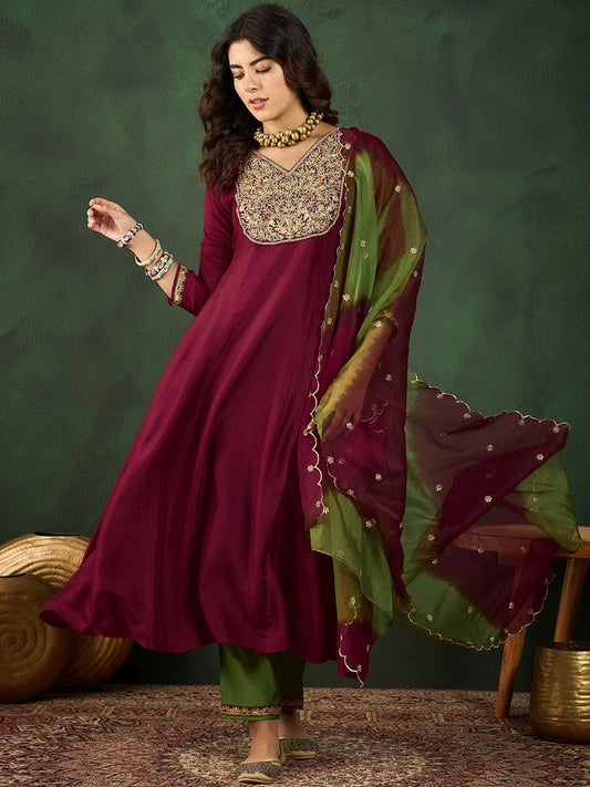 Women Embroidered A-Line Kurta Sets