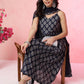 Shoulder Straps Sleeveless Ethnic Printed Empire Kurta with Churidar & Dupatta