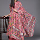 Women Pink Floral Printed Panelled Pure Cotton Kurta with Palazzos & With Dupatta