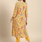 Women Mustard Yellow Floral Printed A- Line Kurta with Trousers