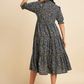 Floral Printed Mandarin Collar Gathered Pure Cotton Fit & Flare Dress