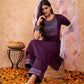 Women Purple Yoke Design Regular Kurta with Palazzos & With Dupatta