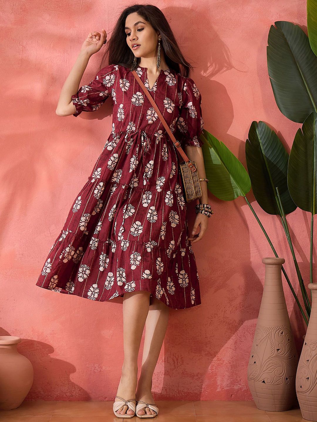 Women Printed Pure Cotton A-Line Ethnic Dress