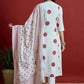 Maroon & Off White Geometric Printed Pure Cotton Kurta with Palazzos & With Dupatta