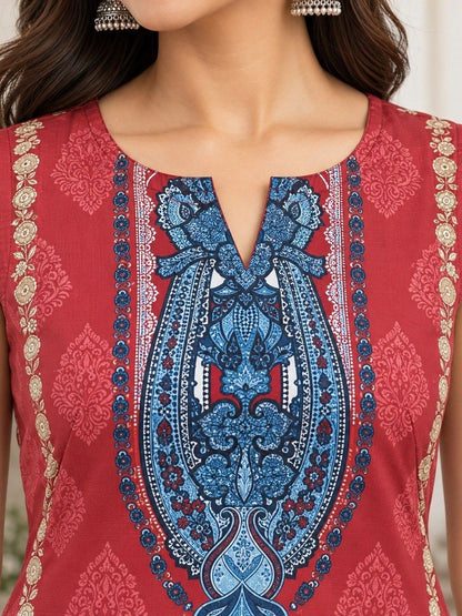 Women Ethnic Motifs Printed Regular Pure Cotton Kurta with Palazzos