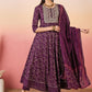 Burgundy Floral Printed Thread Work Anarkali Kurta With Trouser & Dupatta