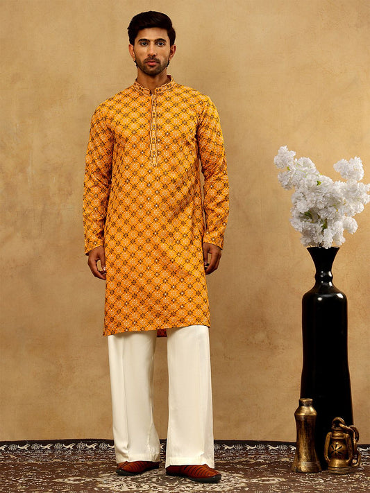 Embroidered Regular Sequinned Kurta With Korean Pants