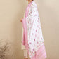 Floral Embroidered Thread Work Pure Cotton Straight Kurta With Trousers & Dupatta