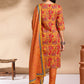 Ethnic Motifs Printed Round Neck Three-Quarter Sleeves Pure Cotton Kurta Set