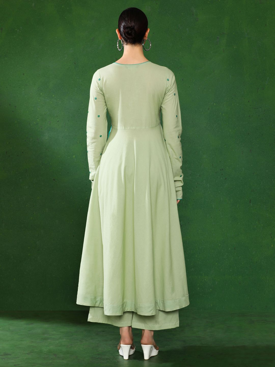 Angrakha Style Cotton Flared Kurta With Palazzos
