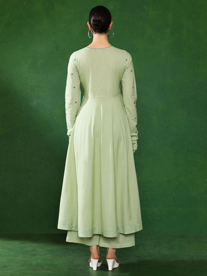 Angrakha Style Cotton Flared Kurta With Palazzos