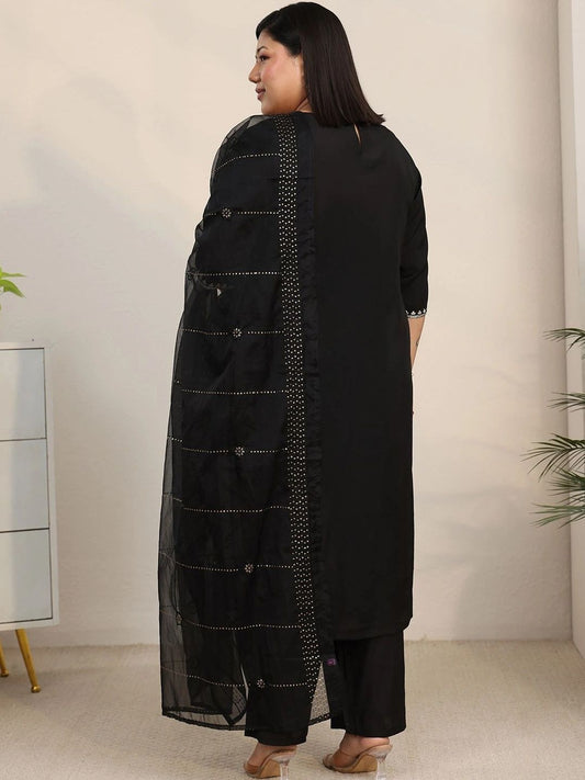 Women Ethnic Motifs Embroidered Regular Thread Work Kurta with Trousers & With Dupatta