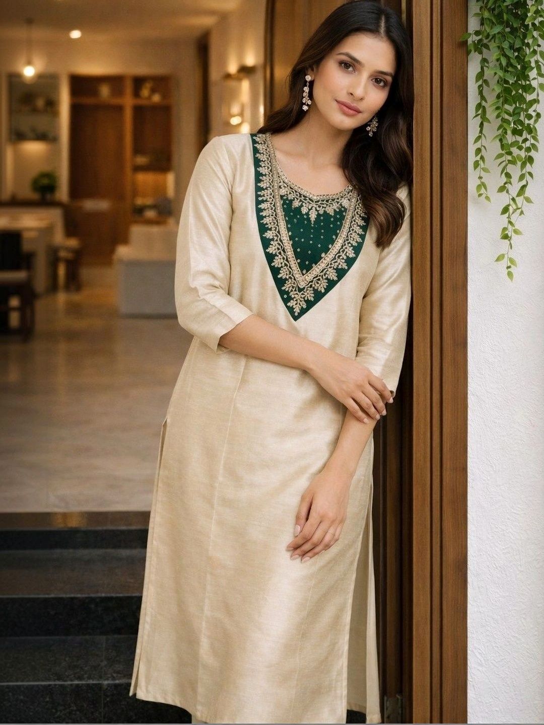 Women Ethnic Motifs Embroidered Regular Thread Work Kurta with Trousers