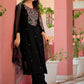 Floral Embroidered Beads and Stones Chanderi Cotton Kurta with Trousers & Dupatta