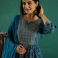 Floral Printed Notched Neck Anarkali Pure Cotton Kurta With Trouser & Dupatta