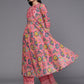 Women Pink Floral Printed Panelled Pure Cotton Kurta with Palazzos & With Dupatta