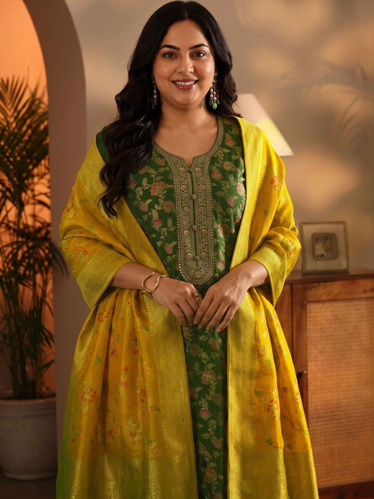 Women Ethnic Motifs Embroidered Regular Kurta with Trousers & With Dupatta