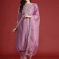 Floral Embroidered Thread Work Kurta with Trousers & Dupatta