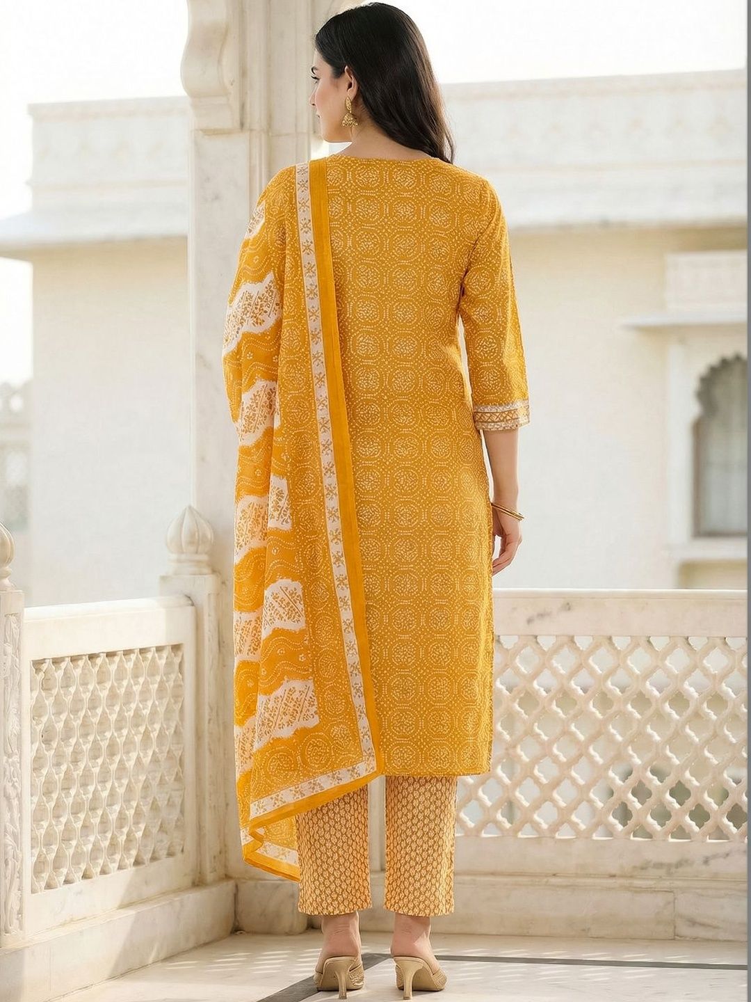 Women Yellow Regular Size Kurta Set Pure Cotton