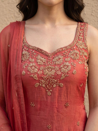 Women Ethnic Motifs Embroidered Regular Thread Work Kurta with Sharara & With Dupatta