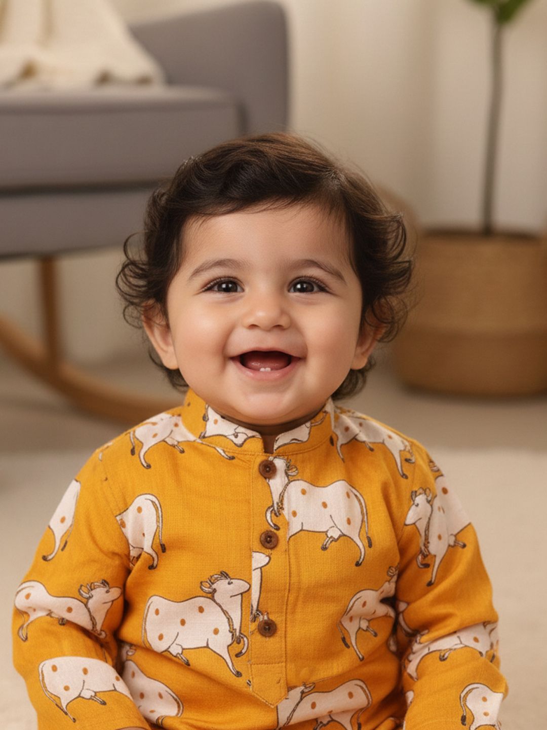 Printed Pure Cotton Round Neck Kurta & Pyjamas