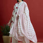 Maroon & Off White Geometric Printed Pure Cotton Kurta with Palazzos & With Dupatta