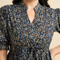 Floral Printed Mandarin Collar Gathered Pure Cotton Fit & Flare Dress