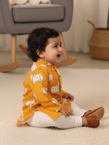 Printed Pure Cotton Round Neck Kurta & Pyjamas