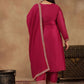 Plus Size Ethnic Motifs Embroidered Thread Work Kurta Trousers & With Dupatta