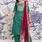 Green Ethnic Motifs Yoke Design Regular Straight Kurta With Palazzos & Dupatta