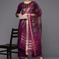 Women Purple Yoke Design Regular Kurta with Palazzos & With Dupatta