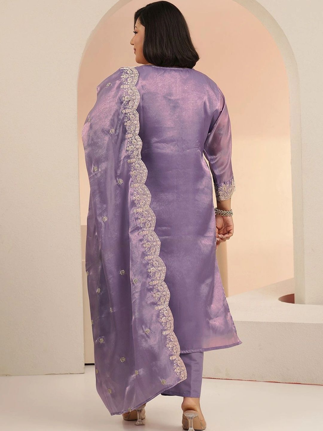 Women Ethnic Motifs Embroidered Regular Thread Work Kurta with Palazzos & With Dupatta