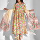 Floral Printed V-Neck Anarkali Kurta With Palazzos & Dupatta