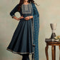 Ethnic Motifs Embroidered Thread Work Anarkali Kurta With Trousers & Dupatta