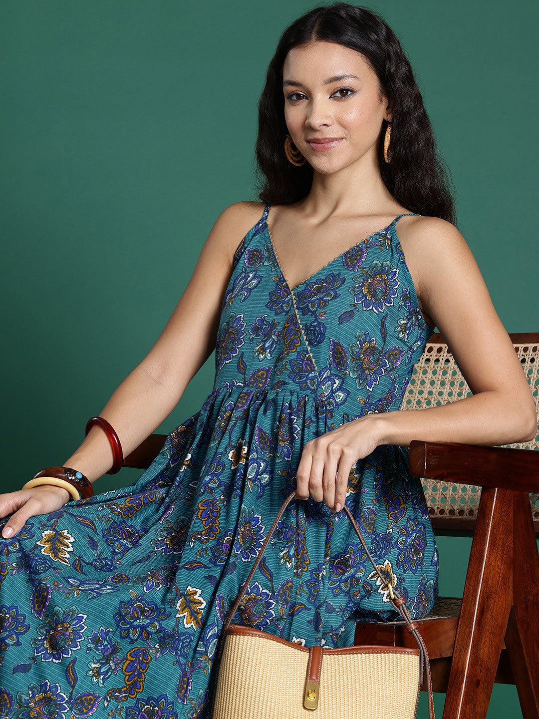 Ethnic Motifs Printed Empire Gotta Patti Kurta with Palazzos