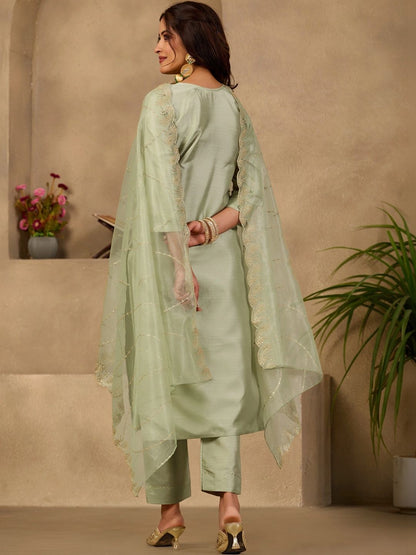 Women Ethnic Motifs Embroidered Regular Thread Work Kurta with Trousers & With Dupatta