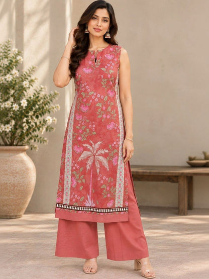 Women Floral Printed Regular Pure Cotton Kurta with Palazzos