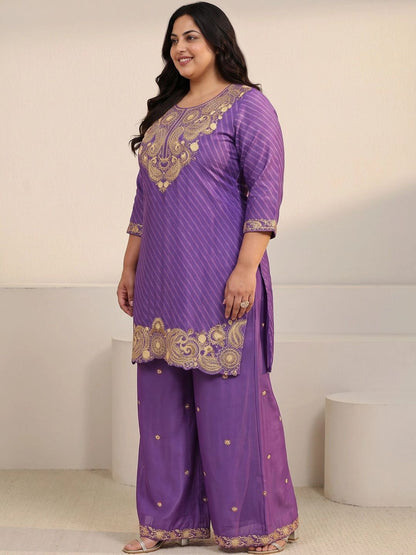 Women Ethnic Motifs Embroidered Regular Thread Work Kurta with Palazzos & With Dupatta