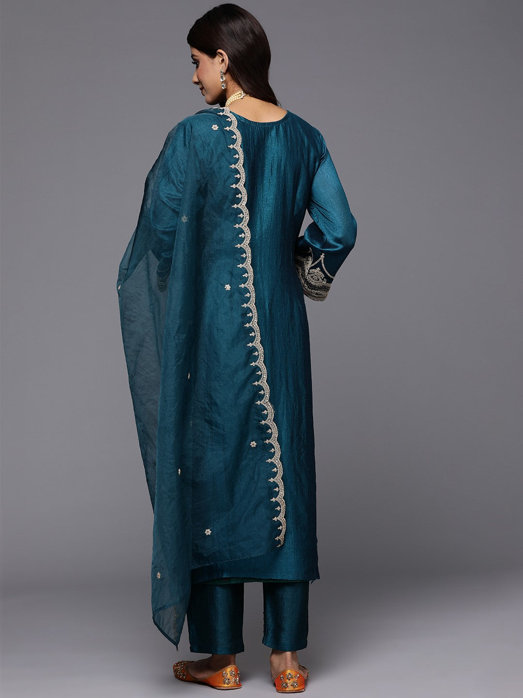 Women Embroidered Regular Kurta with Trousers & Dupatta