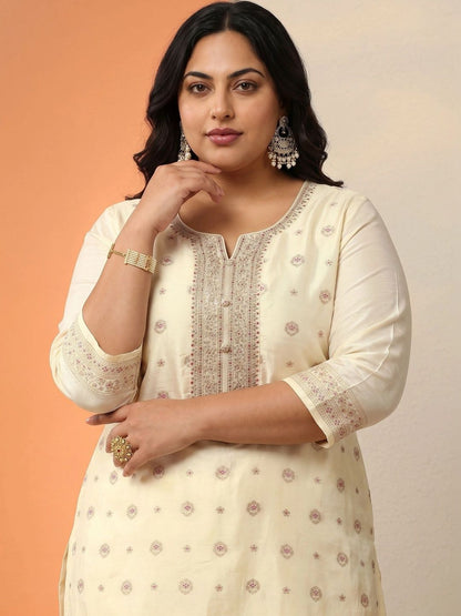 Women Ethnic Motifs Embroidered Regular Thread Work Kurta with Trousers & With Dupatta