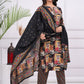 Floral Printed Regular Beads And Stones Pure Silk Kurta With Trousers & Dupatta