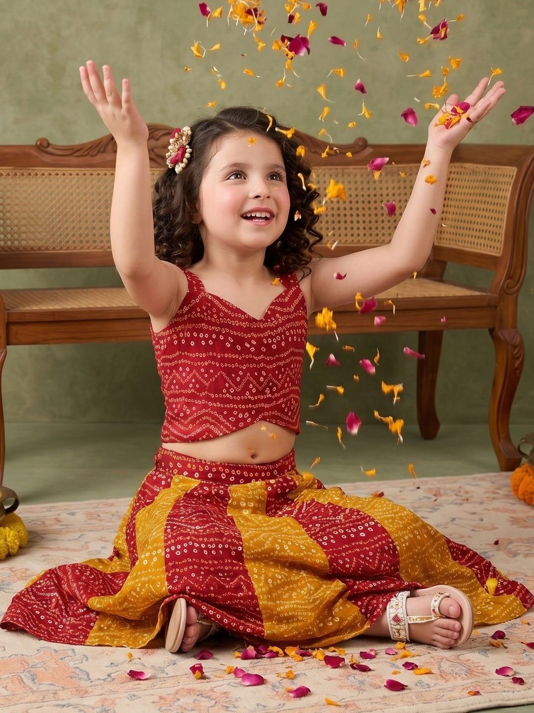 Girls Printed Ready to Wear Lehenga &