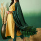 Yellow Ethnic Motifs Woven Design Straight Kurta With Trouser & Dupatta