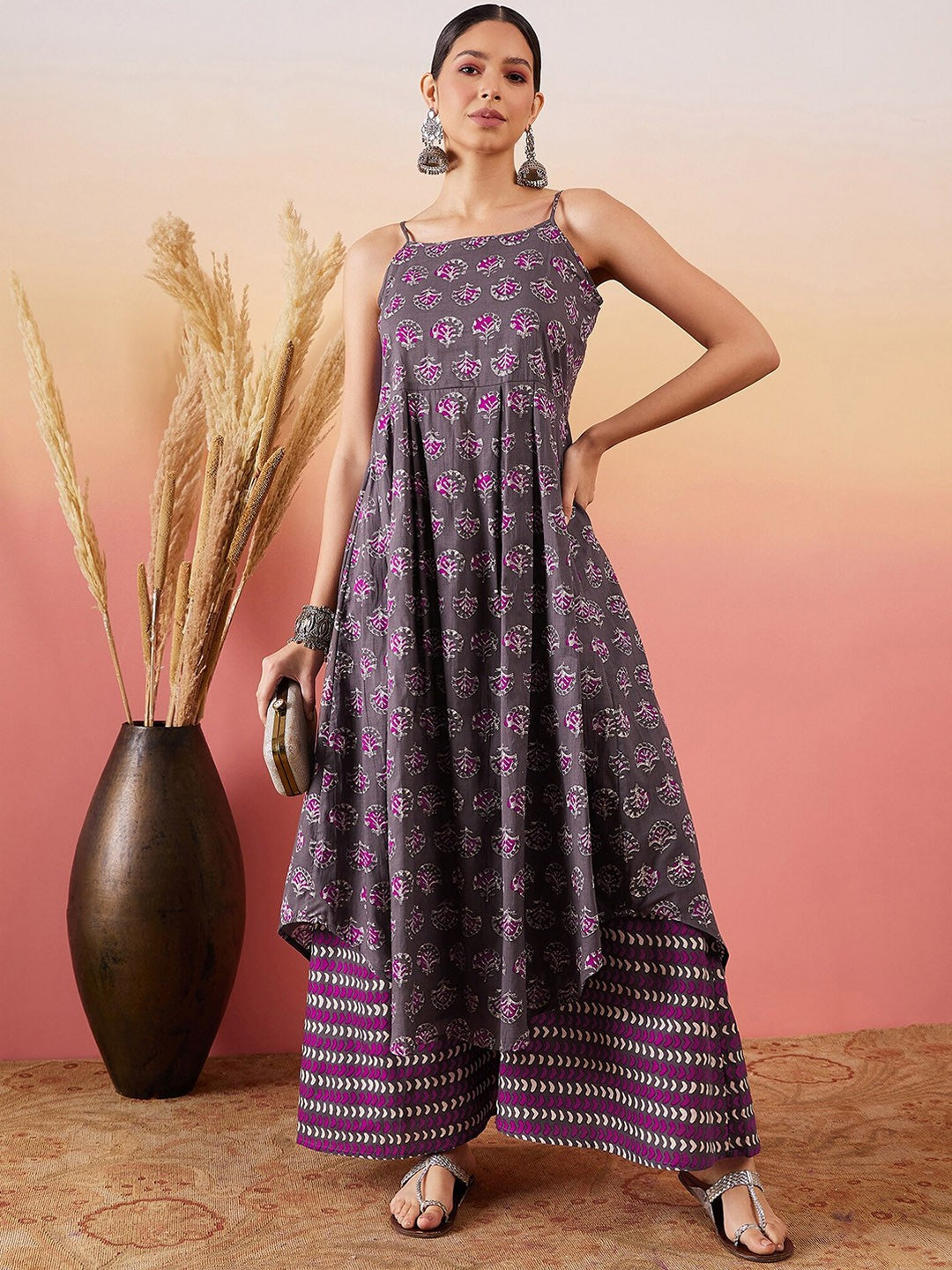 Floral Printed Regular Pure Cotton Kurta With Palazzos