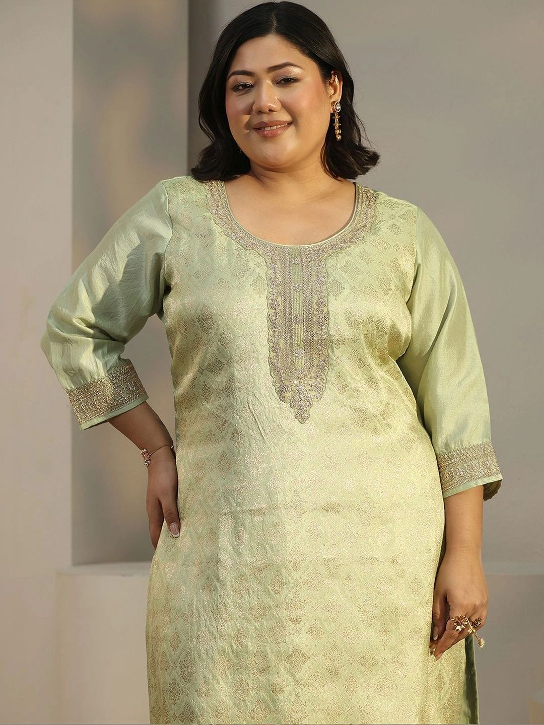 Women Ethnic Motifs Regular Thread Work Kurta with Palazzos & With Dupatta