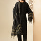 Black Ethnic Motifs Embroidered Thread Work Straight Kurta & Trouser With Dupatta