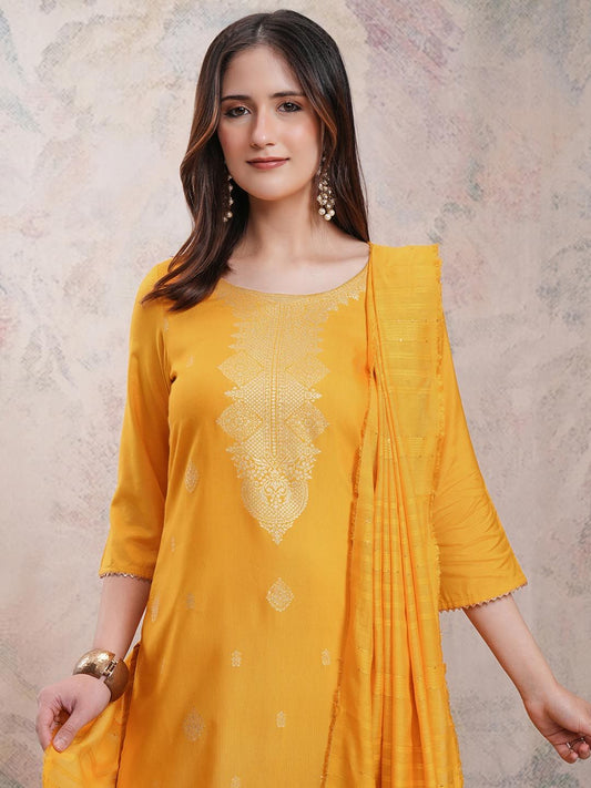 Women Ethnic Motifs Printed Straight Kurta With Trousers & Dupatta
