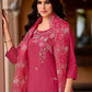 Floral Embroidered Straight Kurta with Trousers & Dupatta