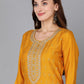 Ethnic Motifs Embroidered Sequinned Kurta With Palazzos & Dupatta