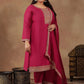 Plus Size Ethnic Motifs Embroidered Thread Work Kurta Trousers & With Dupatta